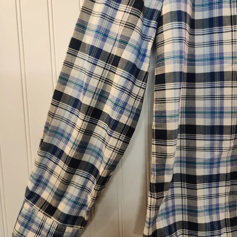 NEW Banana Republic Men's Blue Plaid Flannel Oxford Shirt Size XL Classic Preppy
